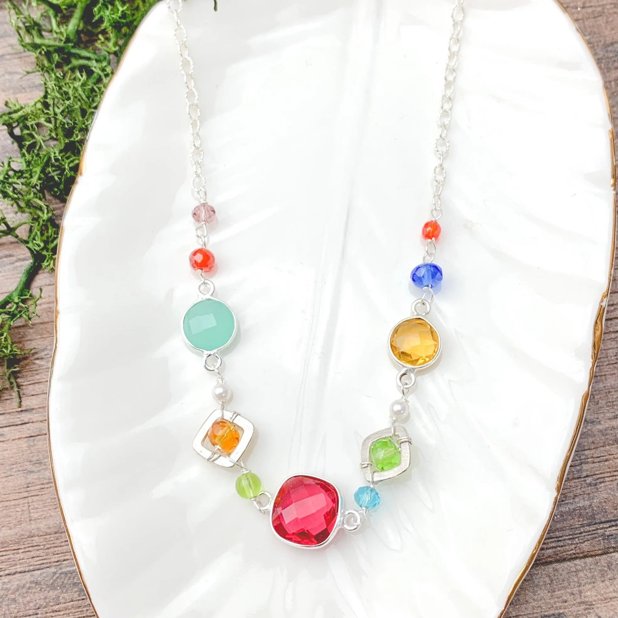Medium Mixed Shapes Colorful Layering Necklace