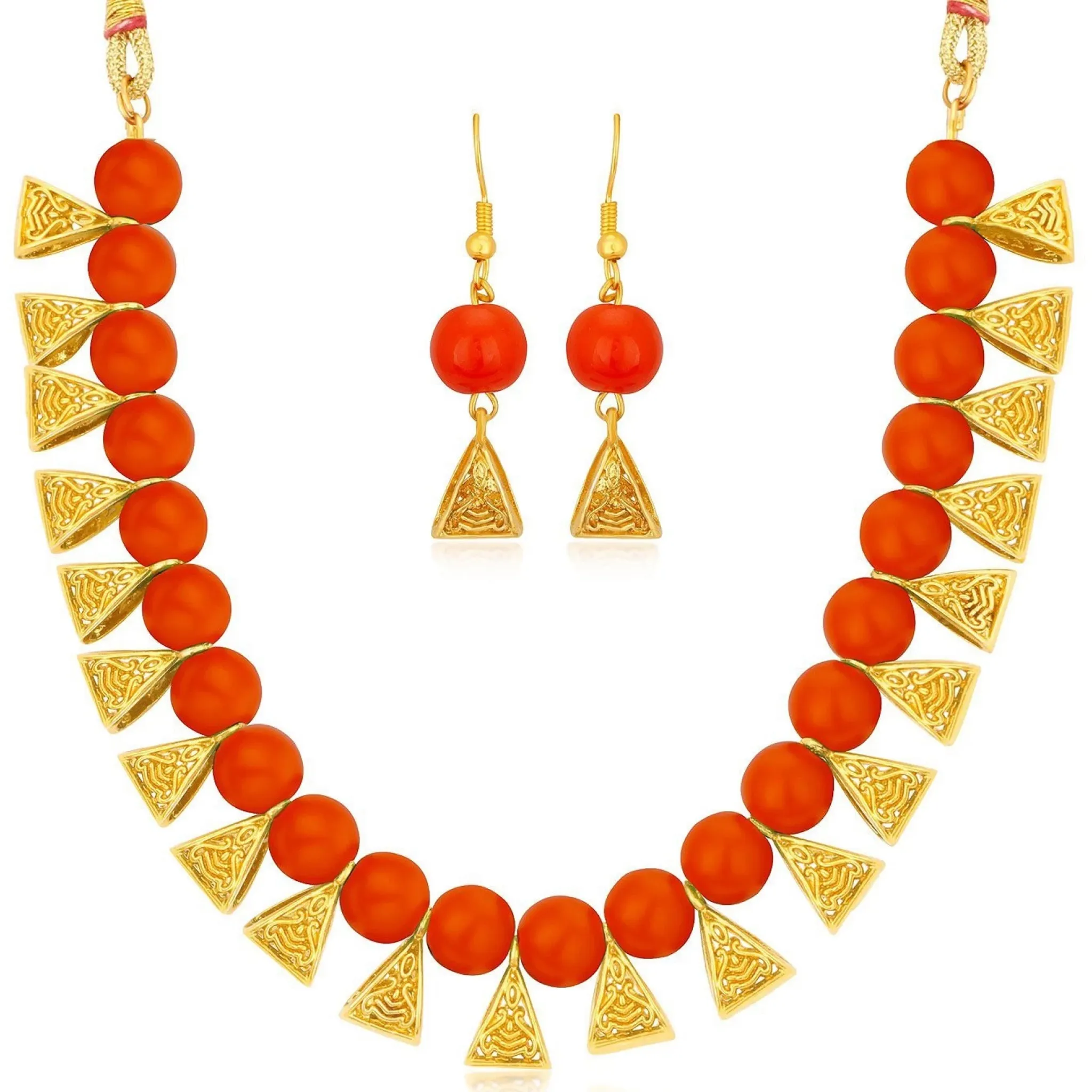 Metal Jewel Set (Orange, Gold)