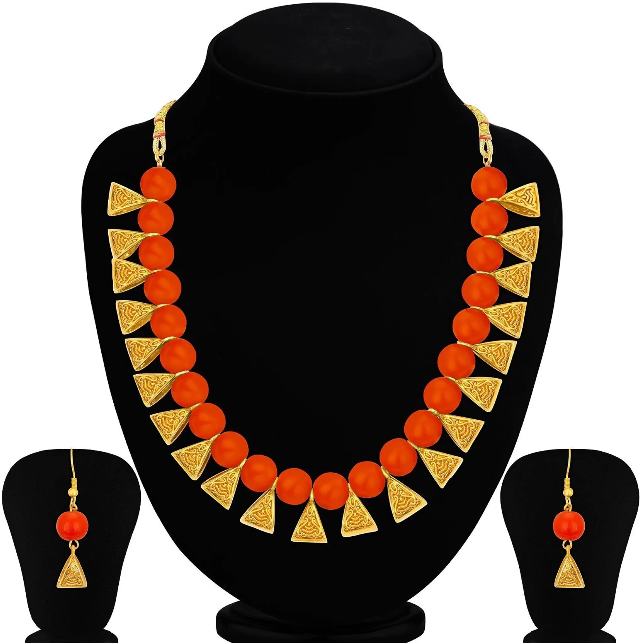 Metal Jewel Set (Orange, Gold)