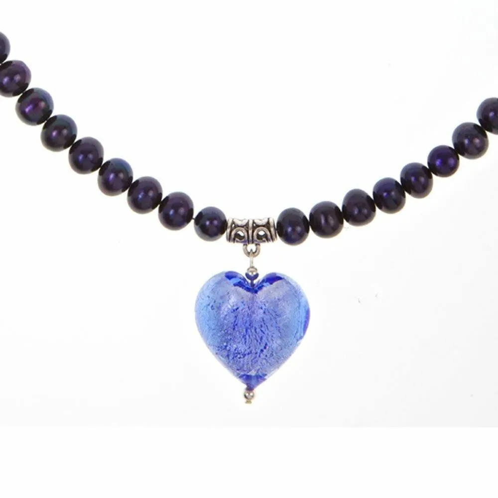 Midnight Pearl Heart Necklace