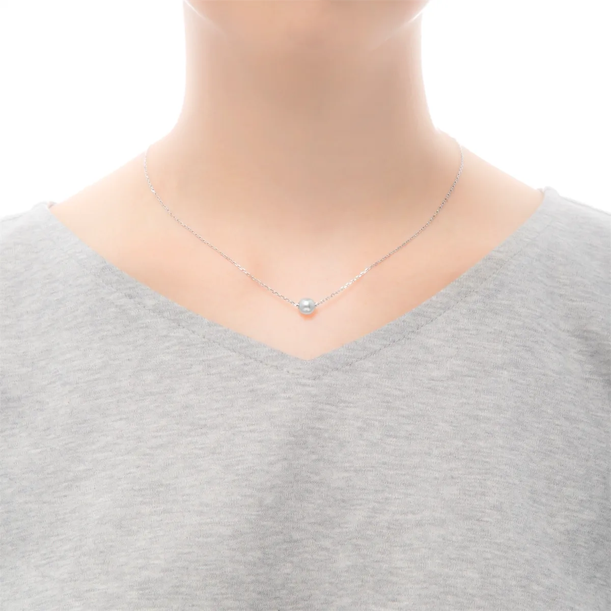 Mikimoto 18K White Gold Single Cultured Akoya Pearl Necklace 18 inch