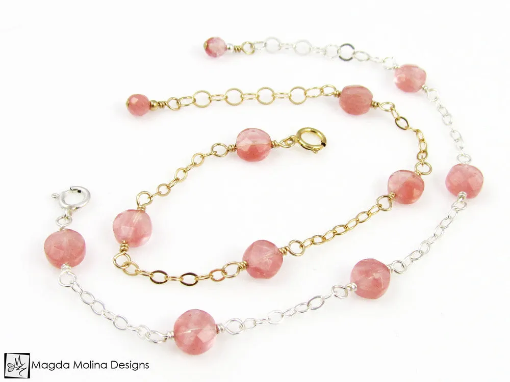 Mini Goddess (children) Delicate Cherry Quartz Bracelet
