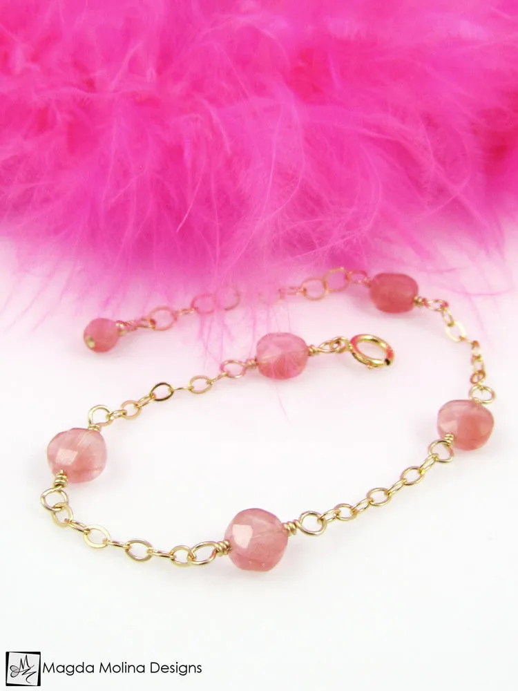 Mini Goddess (children) Delicate Cherry Quartz Bracelet
