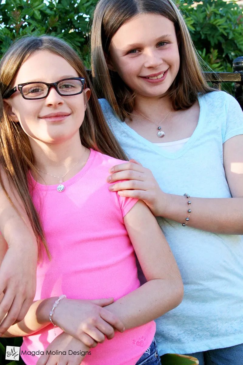 Mini Goddess (children) Rose Quartz Bracelet With Silver or Gold Accent