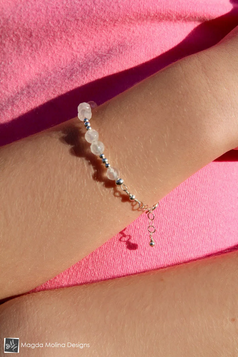 Mini Goddess (children) Rose Quartz Bracelet With Silver or Gold Accent