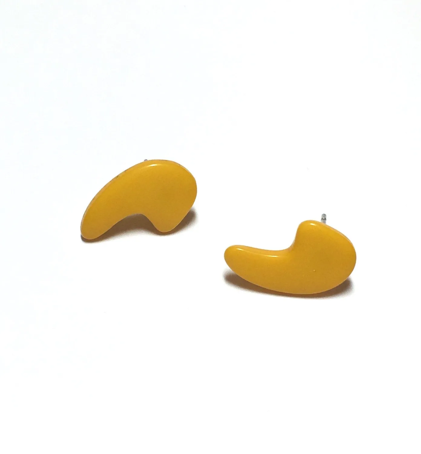 Mustard Yellow Mod Swish Stud Earrings | for punctuation lovers