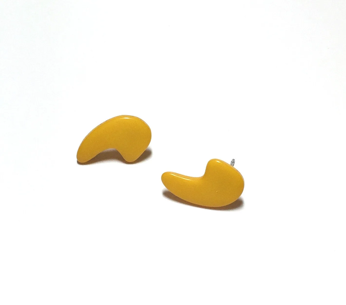 Mustard Yellow Mod Swish Stud Earrings | for punctuation lovers
