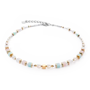 Necklace Classic Romantic Cubes & Pearls bicolour
