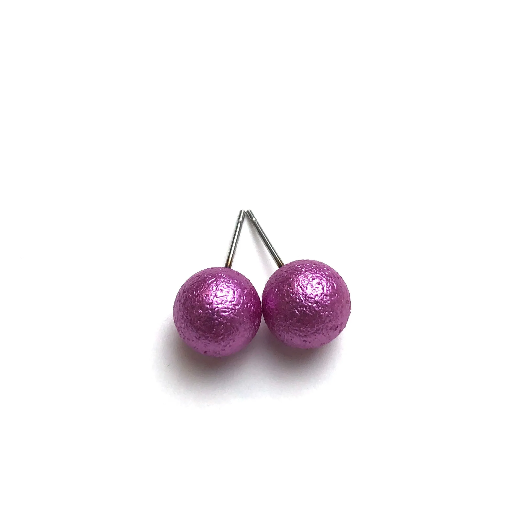 Pitted Pearl Ball Stud Earrings