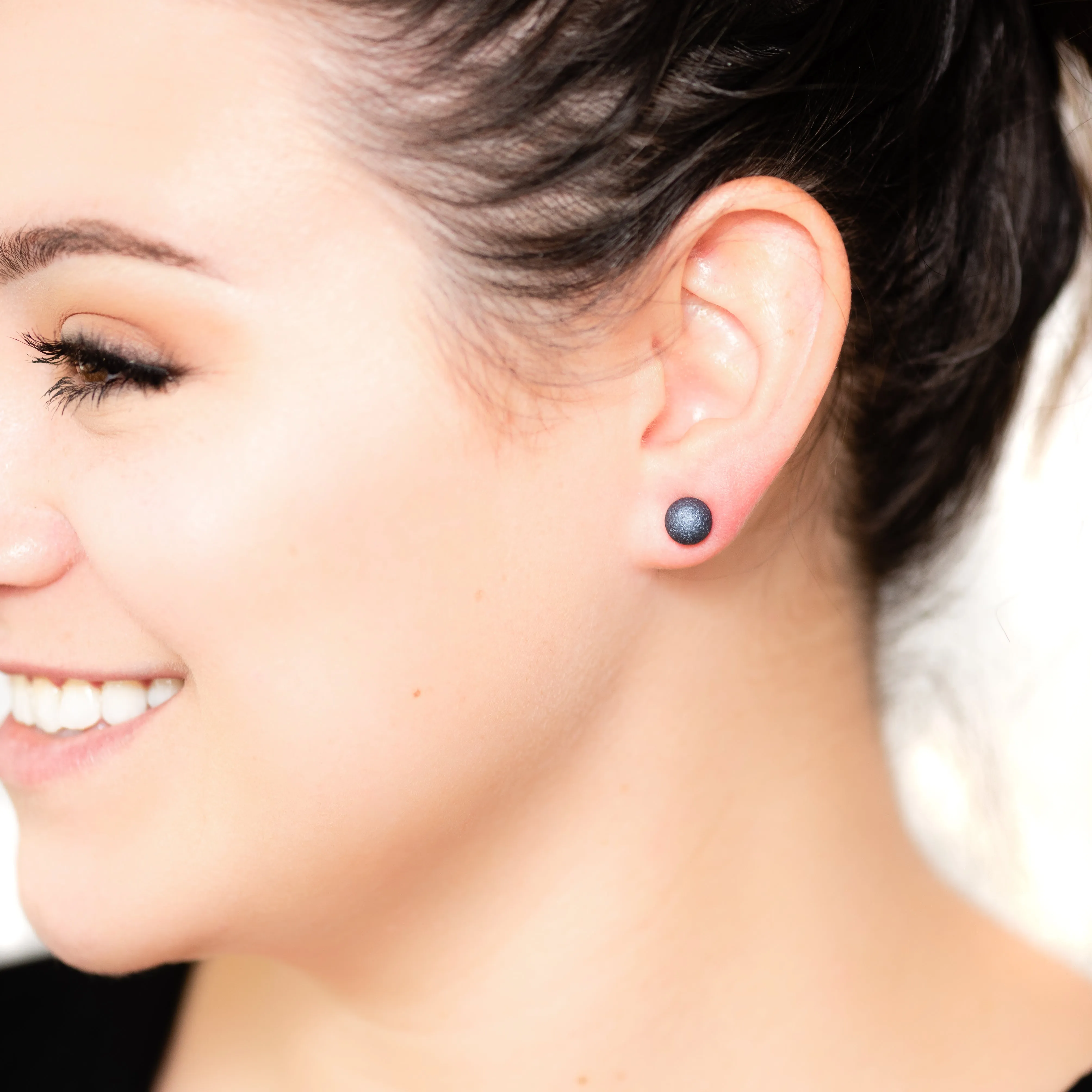 Pitted Pearl Ball Stud Earrings