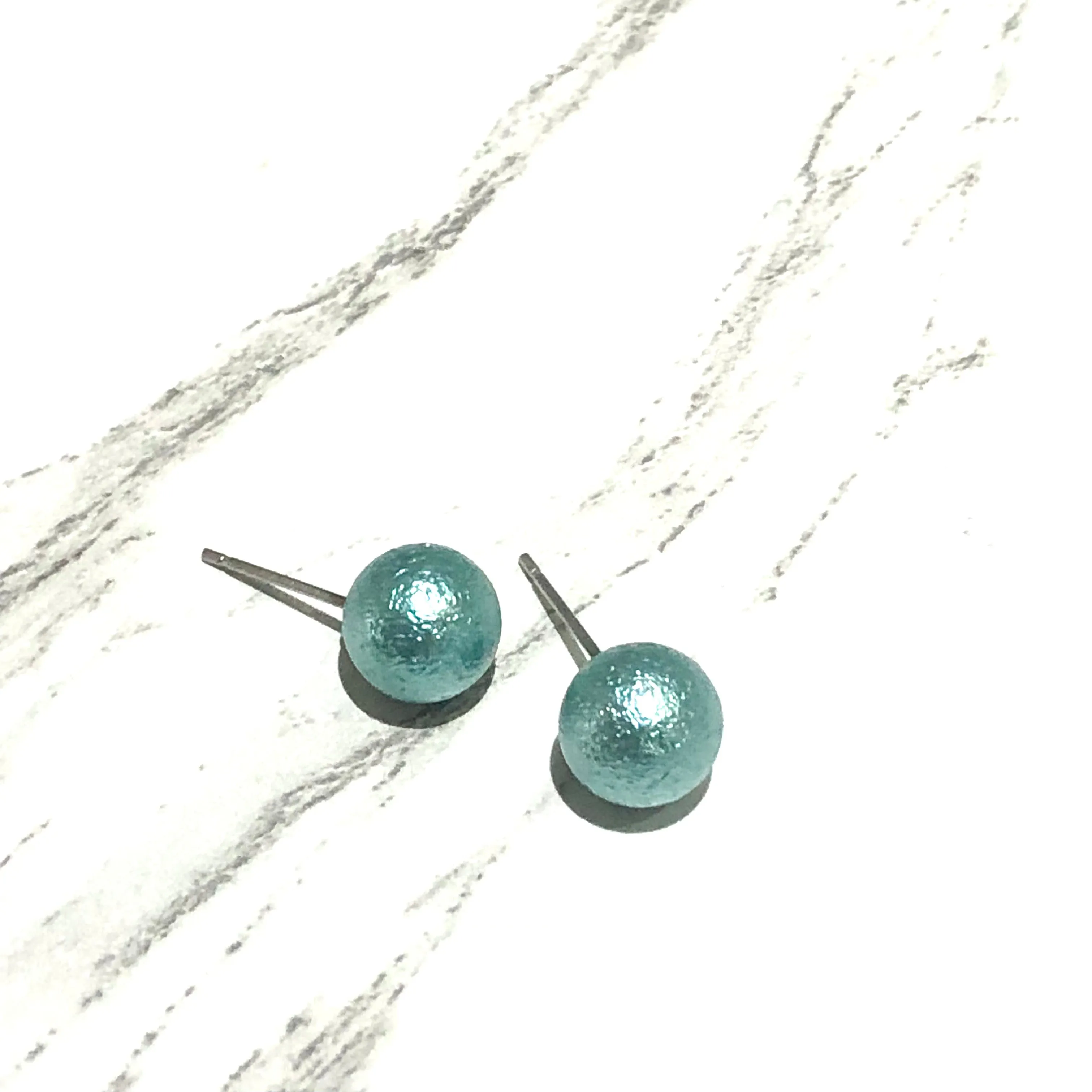 Pitted Pearl Ball Stud Earrings