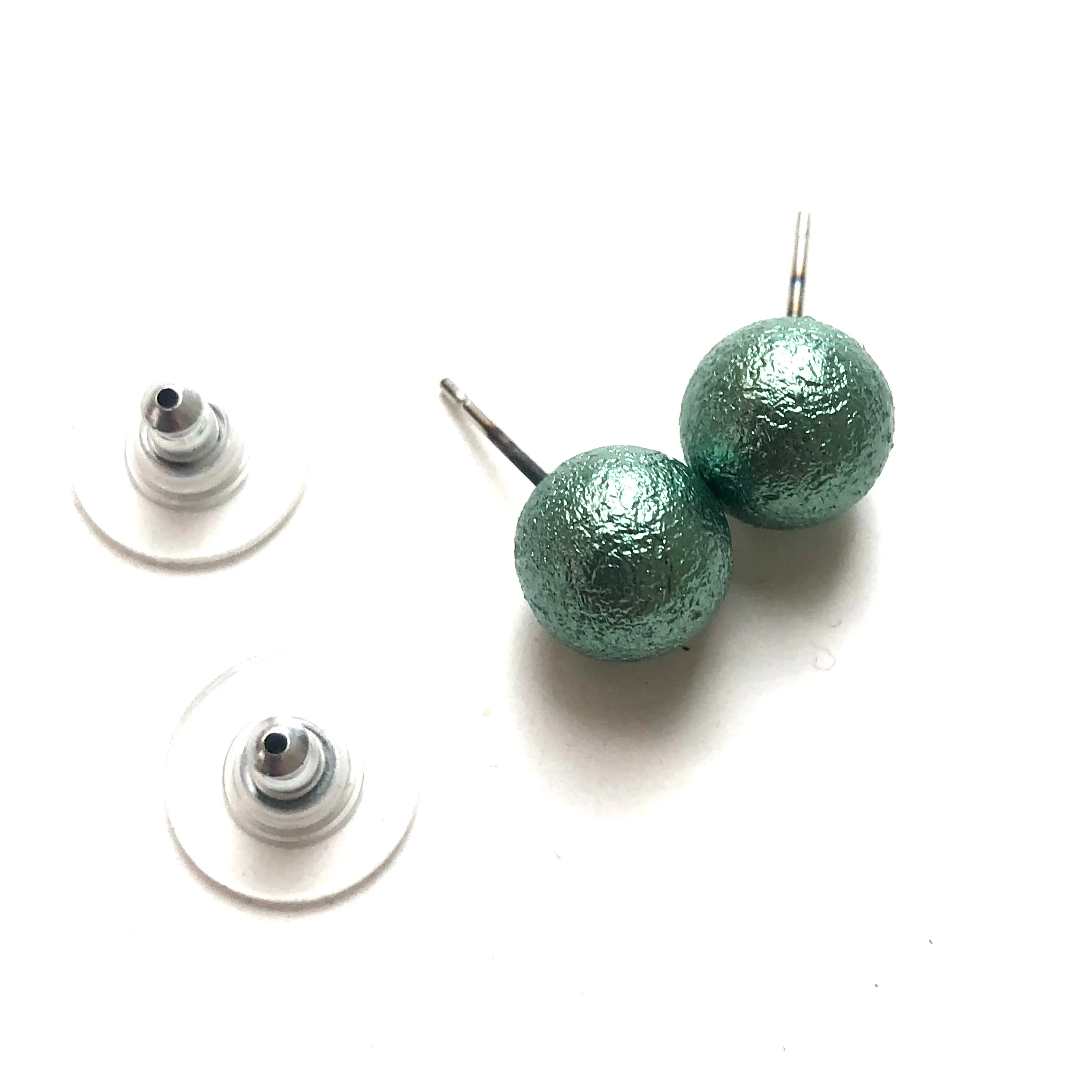 Pitted Pearl Ball Stud Earrings