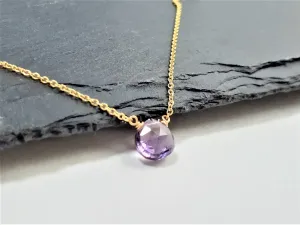 Purple Amethyst Heart Shape Pendant Necklace