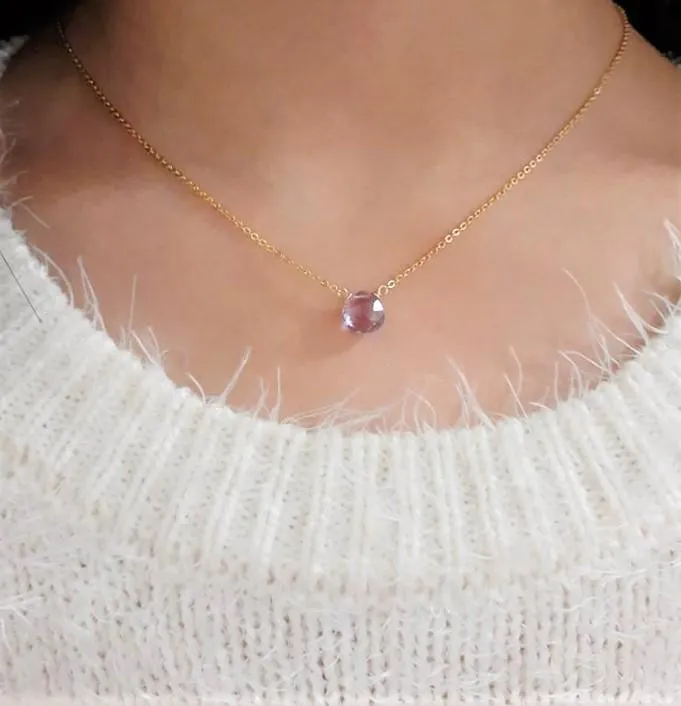 Purple Amethyst Heart Shape Pendant Necklace