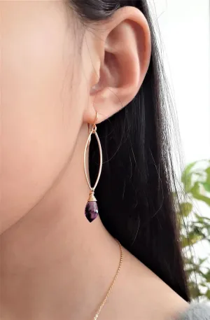 Purple Amethyst Marquise Dangle Earrings