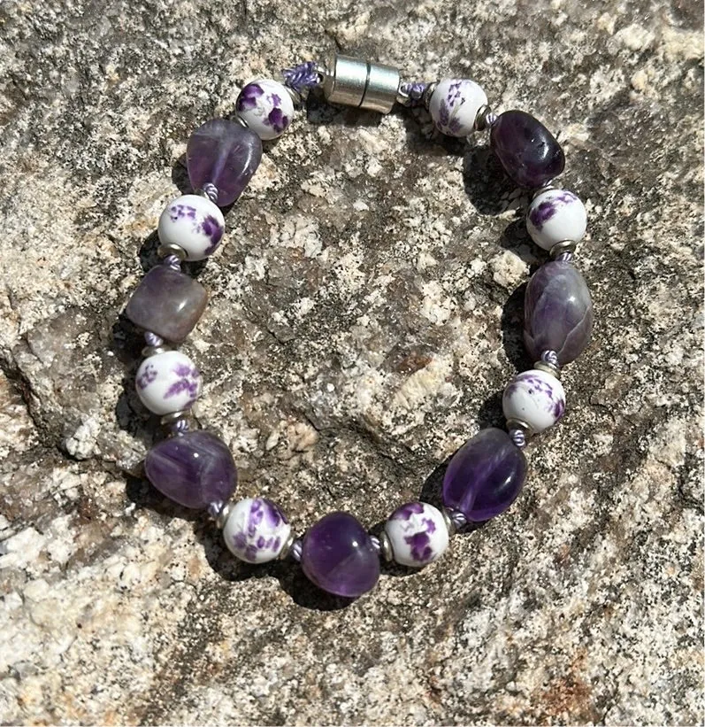 Purple flower magnetic bracelet