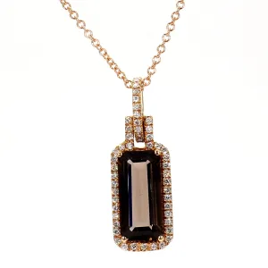 Rectangular Rose Gold Quartz & Diamond Necklace