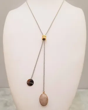 Rose Quartz Love Affirmation Slider Necklace