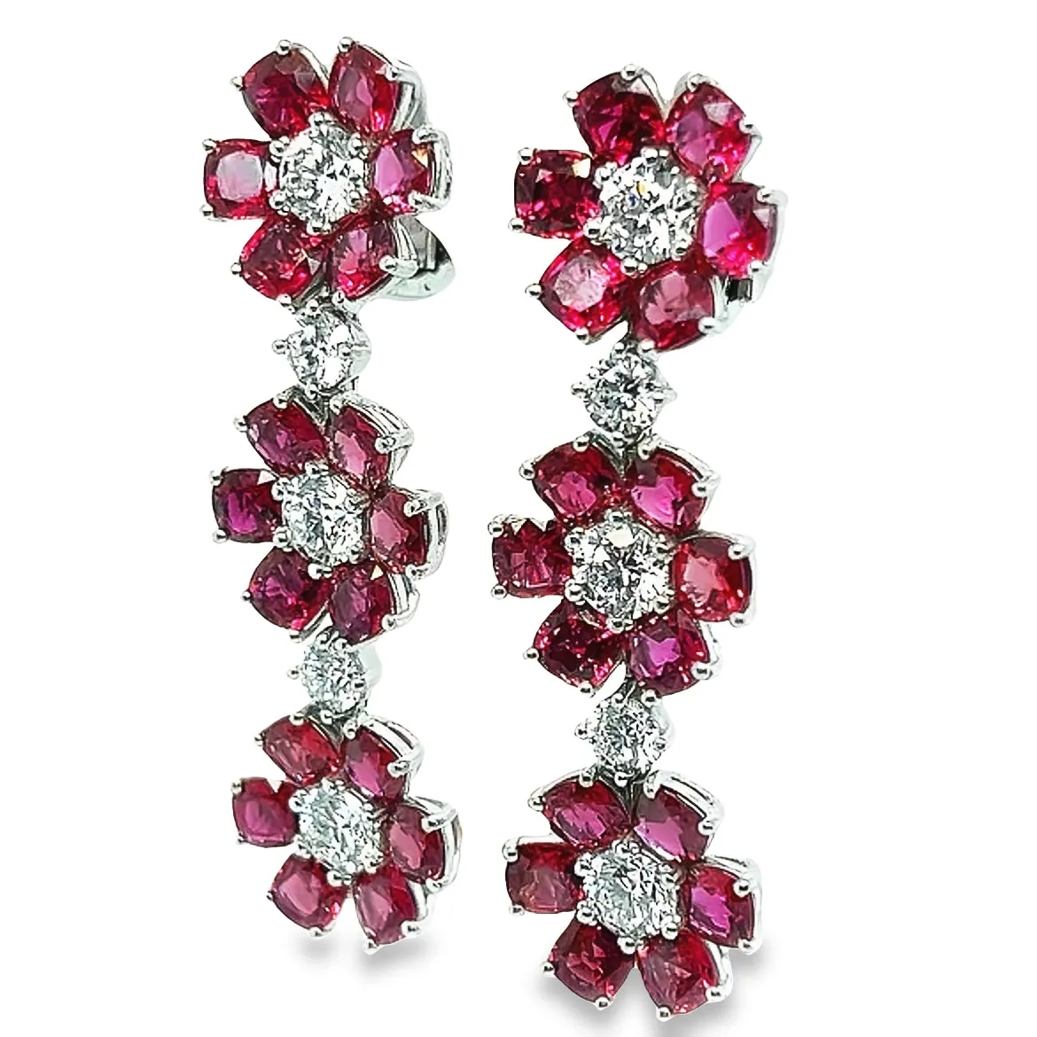 Ruby Flower Earrings