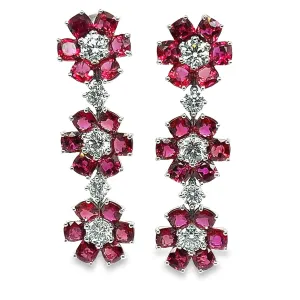Ruby Flower Earrings