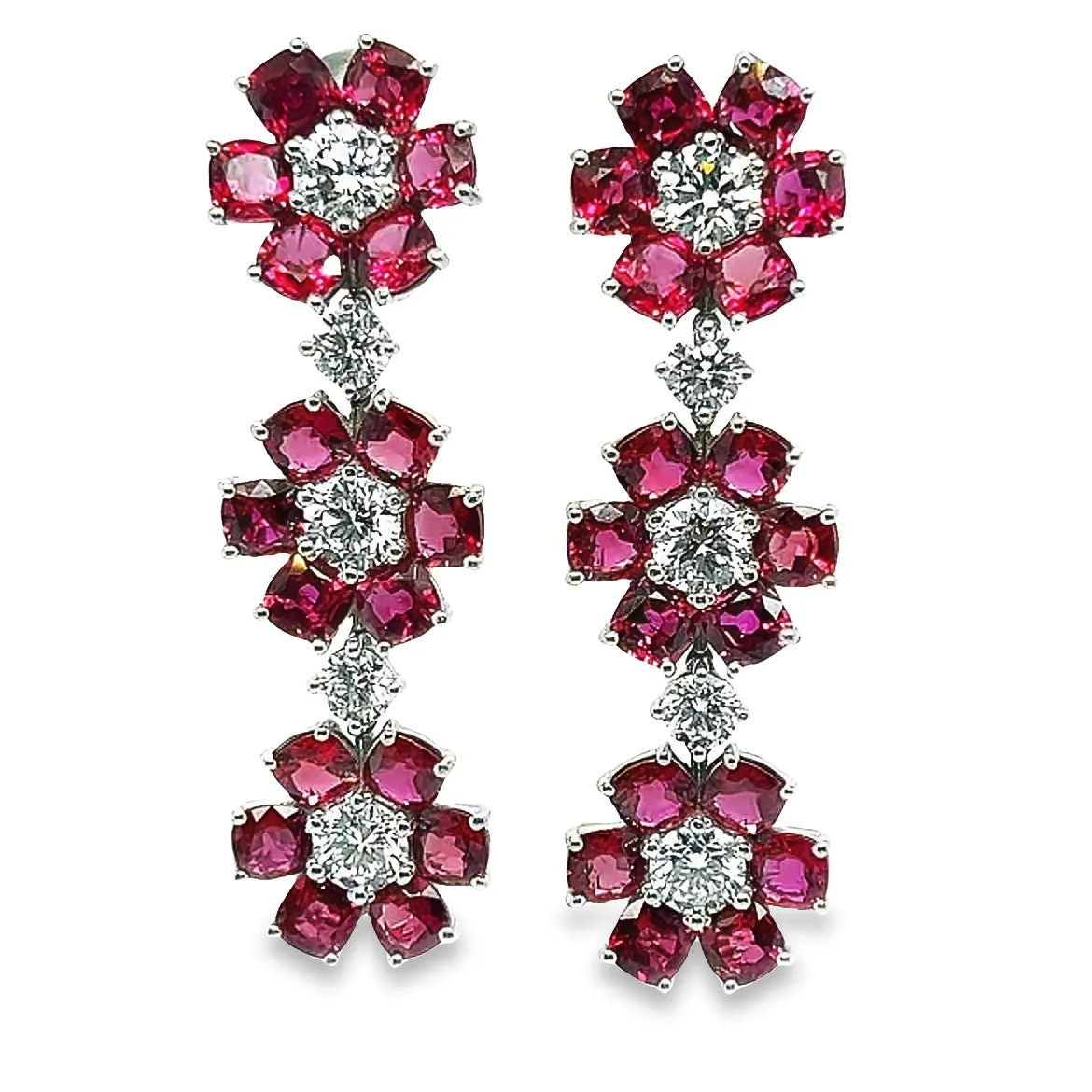 Ruby Flower Earrings