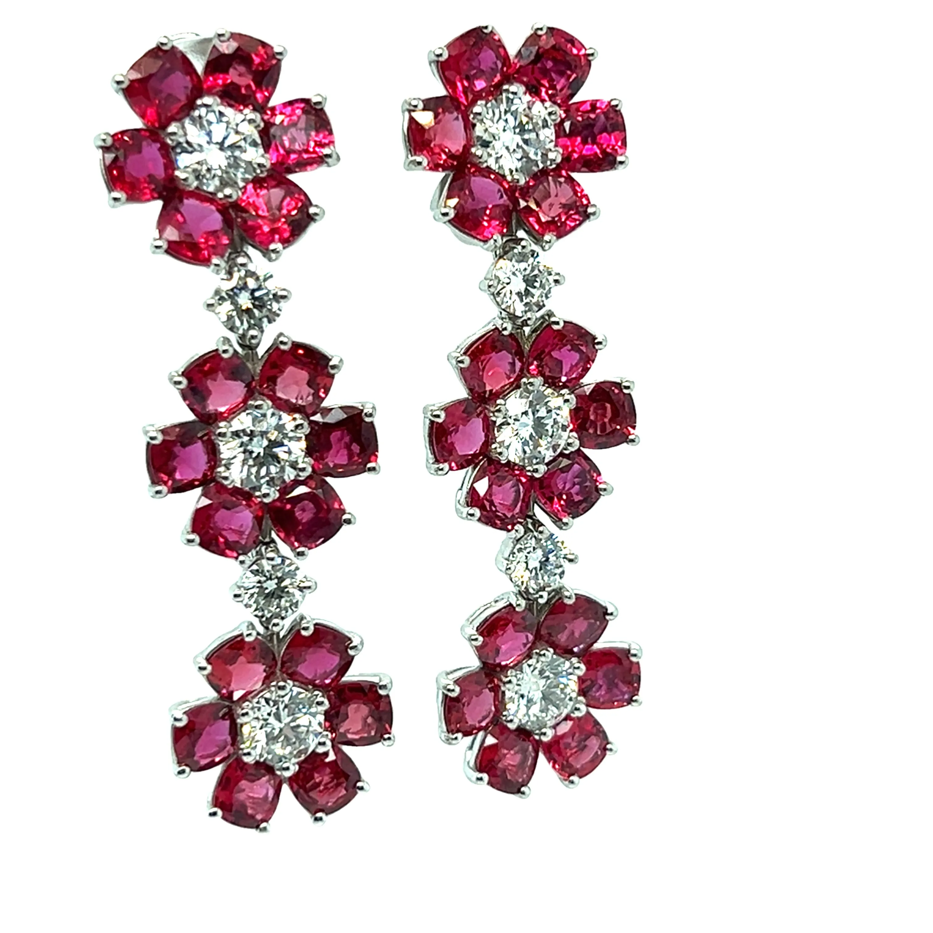 Ruby Flower Earrings