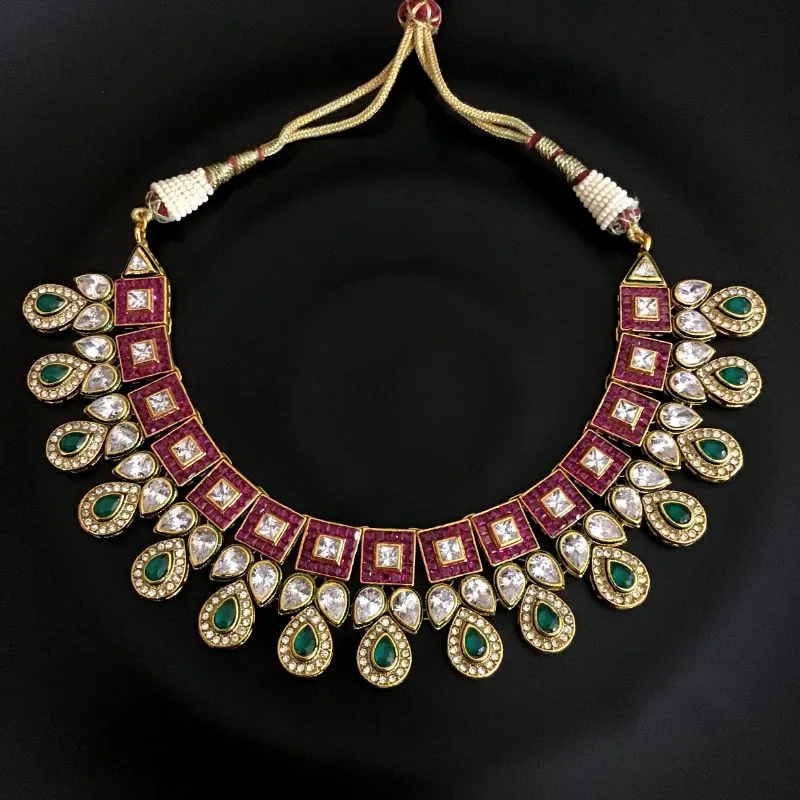 Ruby Green Polki Necklace Set