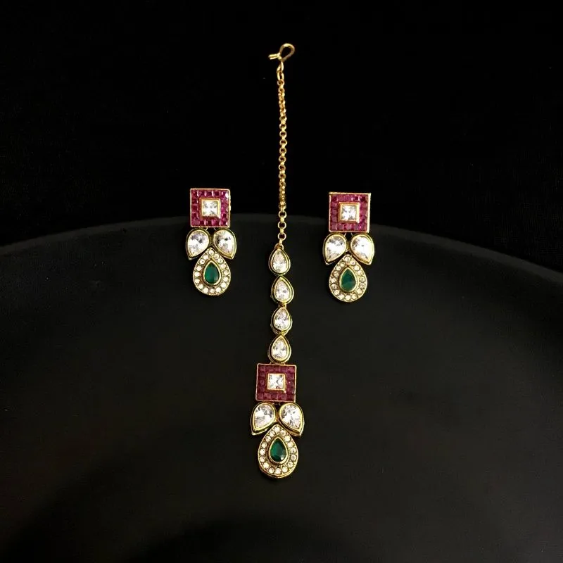Ruby Green Polki Necklace Set