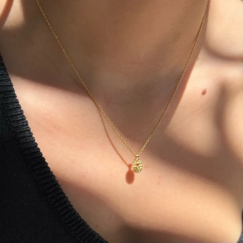 Scarab Necklace, Ruby, Gold