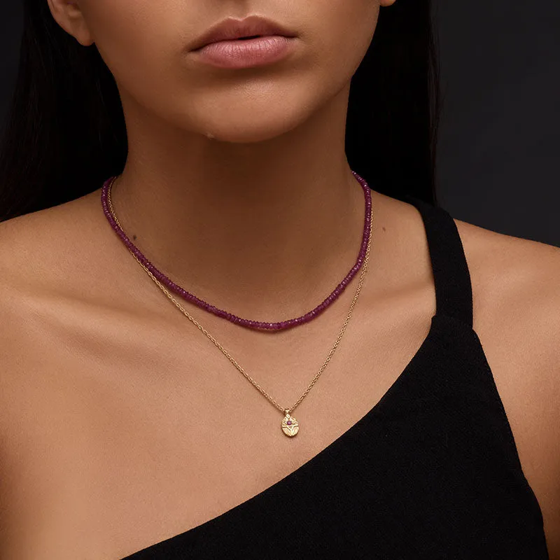Scarab Necklace, Ruby, Gold