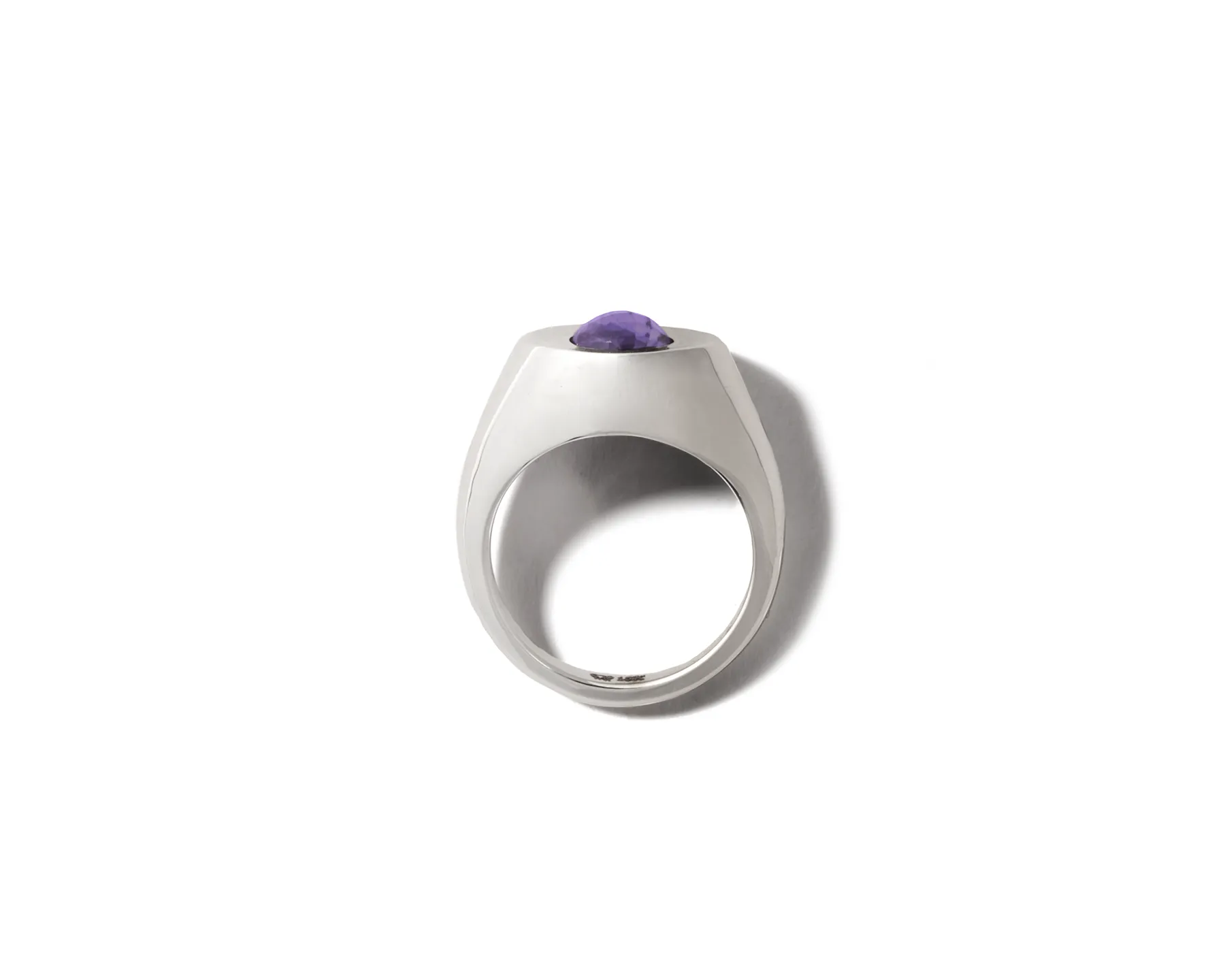 Self Involved Signet Ring, Smooth with Amethyst