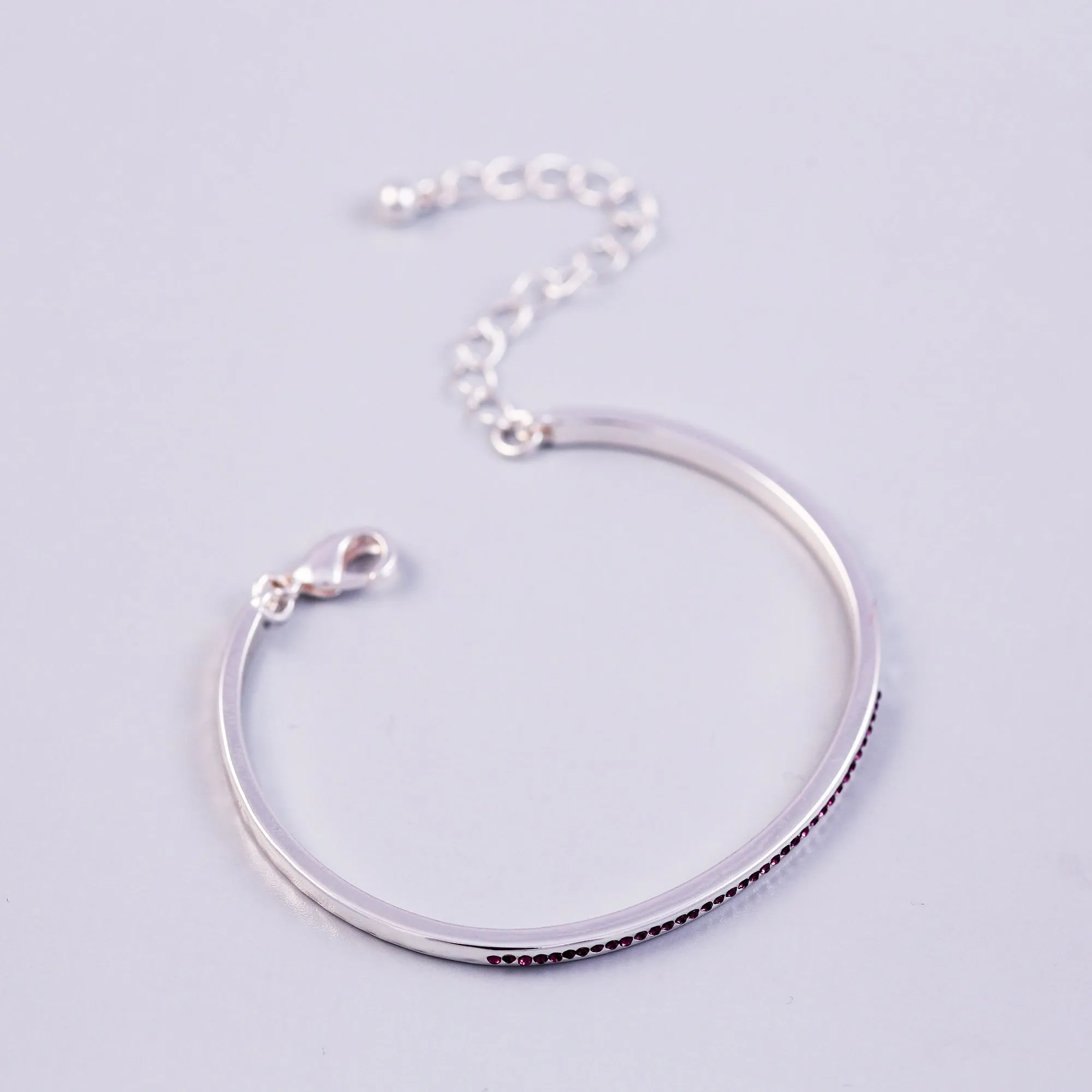 Silver Amethyst February Birthstone Bangle