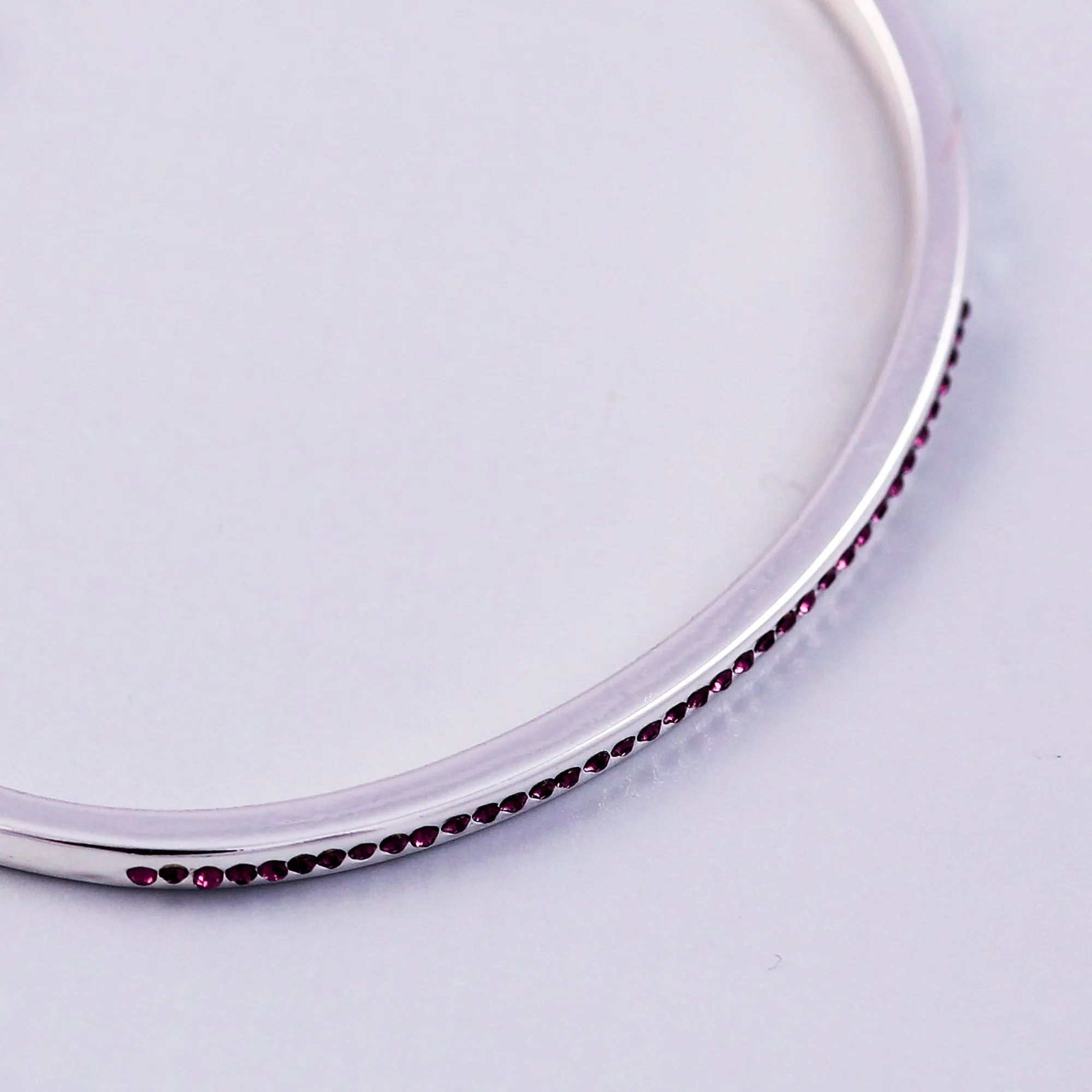 Silver Amethyst February Birthstone Bangle