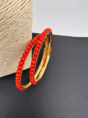 Simple Real Coral Bangles