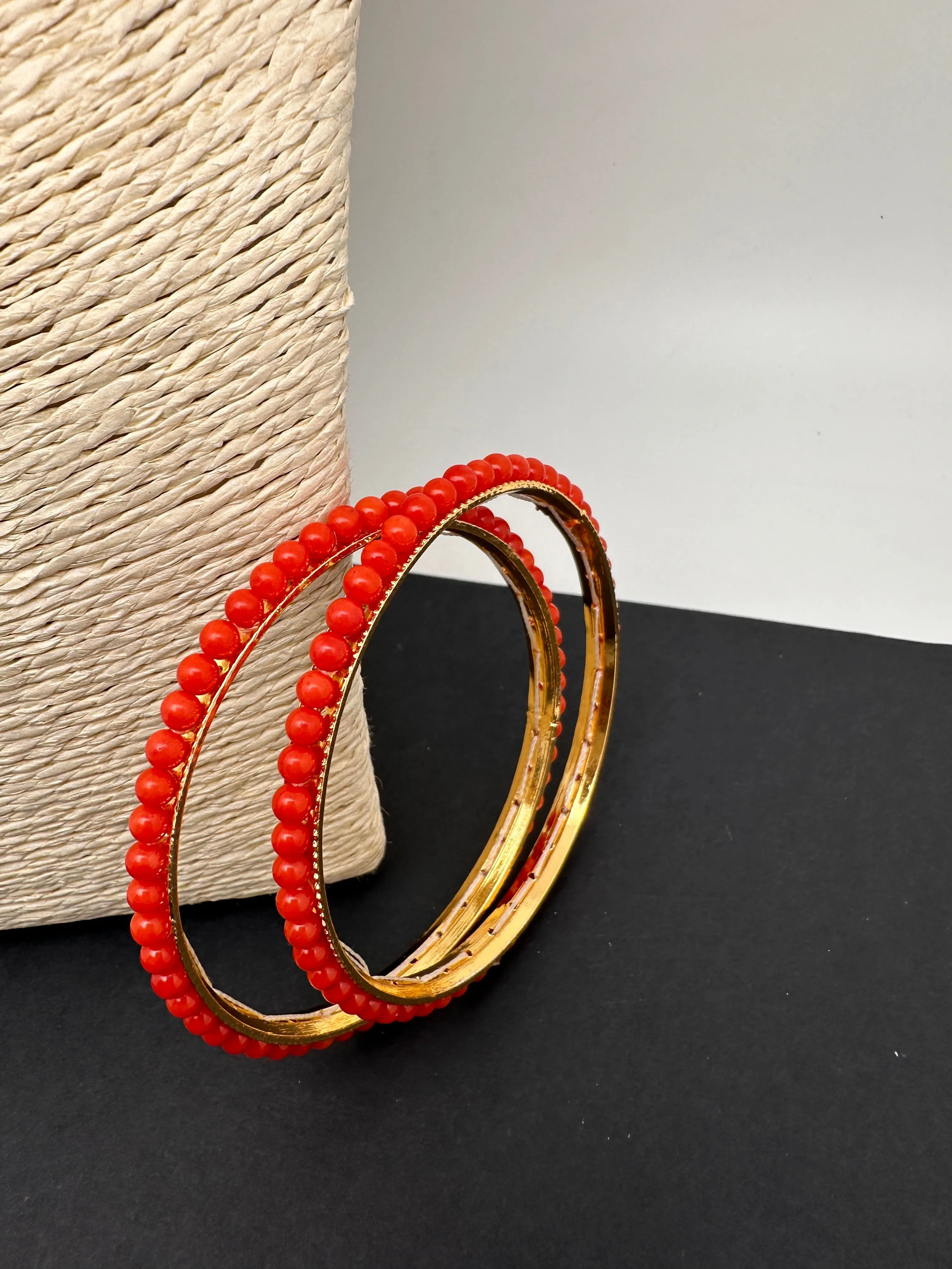 Simple Real Coral Bangles