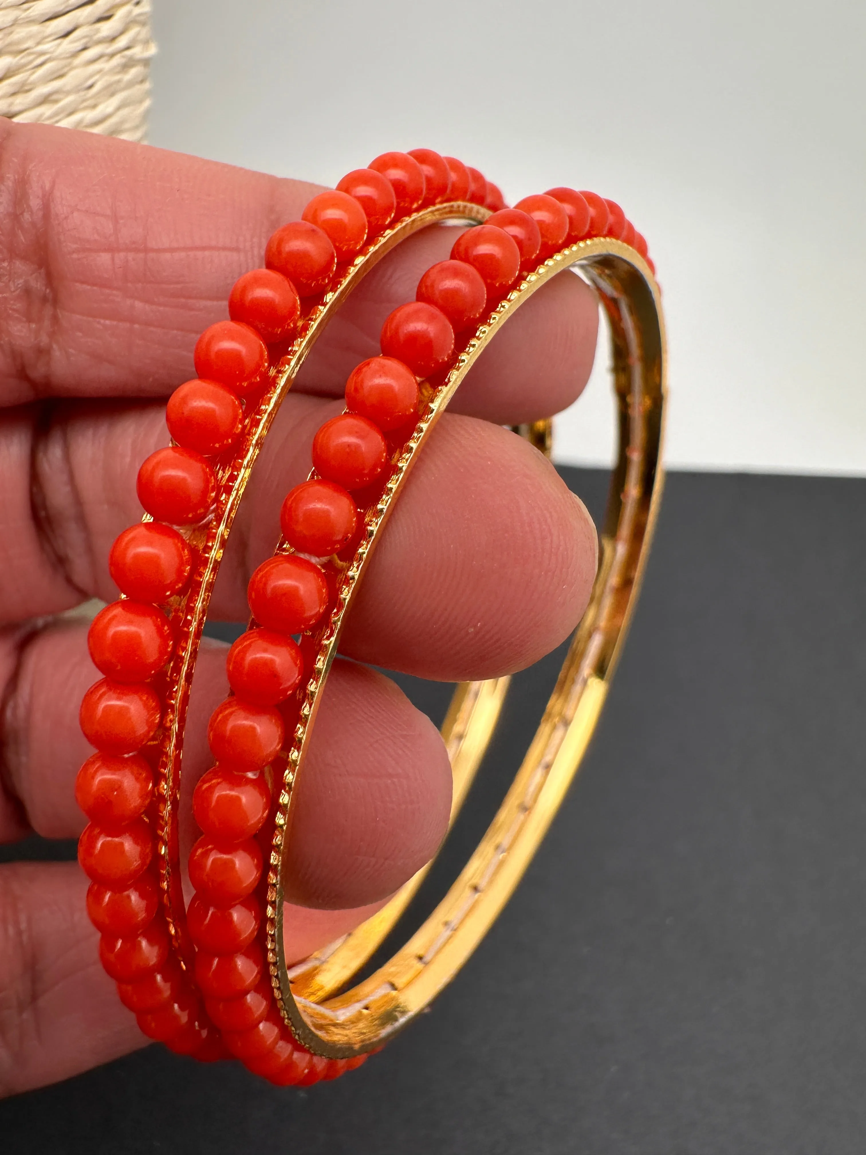 Simple Real Coral Bangles
