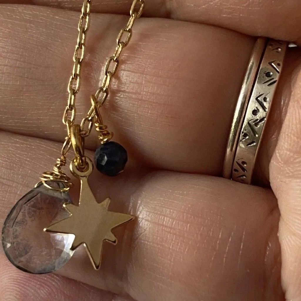 Star and Gemstone Charm Necklace