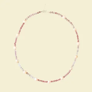 Strawberry Quartz Pink Pearl Necklace