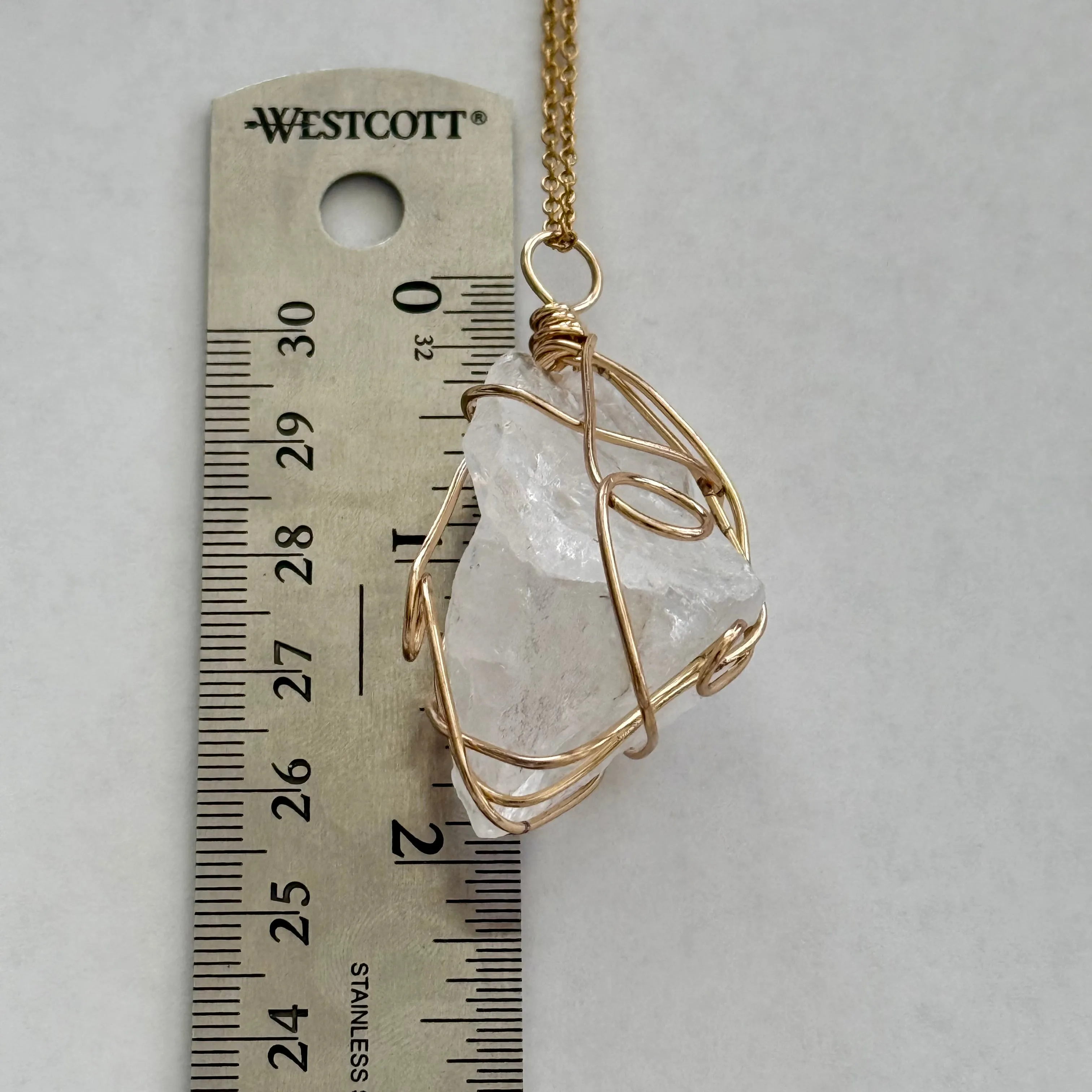 Stunning White Crystal Quartz Pendant Gold 22 Adjustable Necklace New