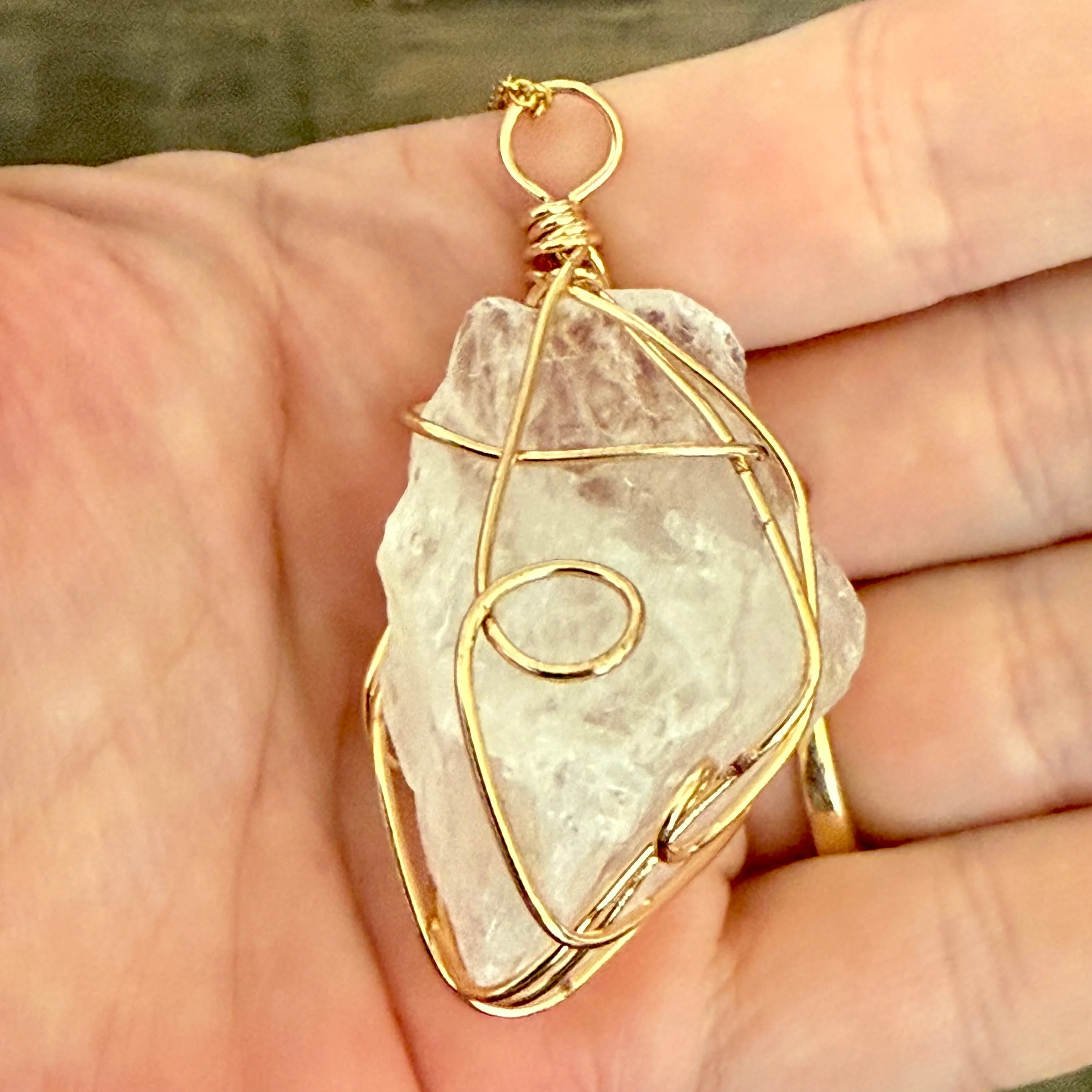 Stunning White Crystal Quartz Pendant Gold 22 Adjustable Necklace New