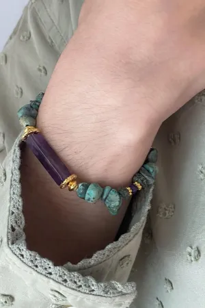Turquoise & Amethyst Bracelet Heishi Gems Beaded Bracelet Boho Chic Bracelet for Woman Gift for Her