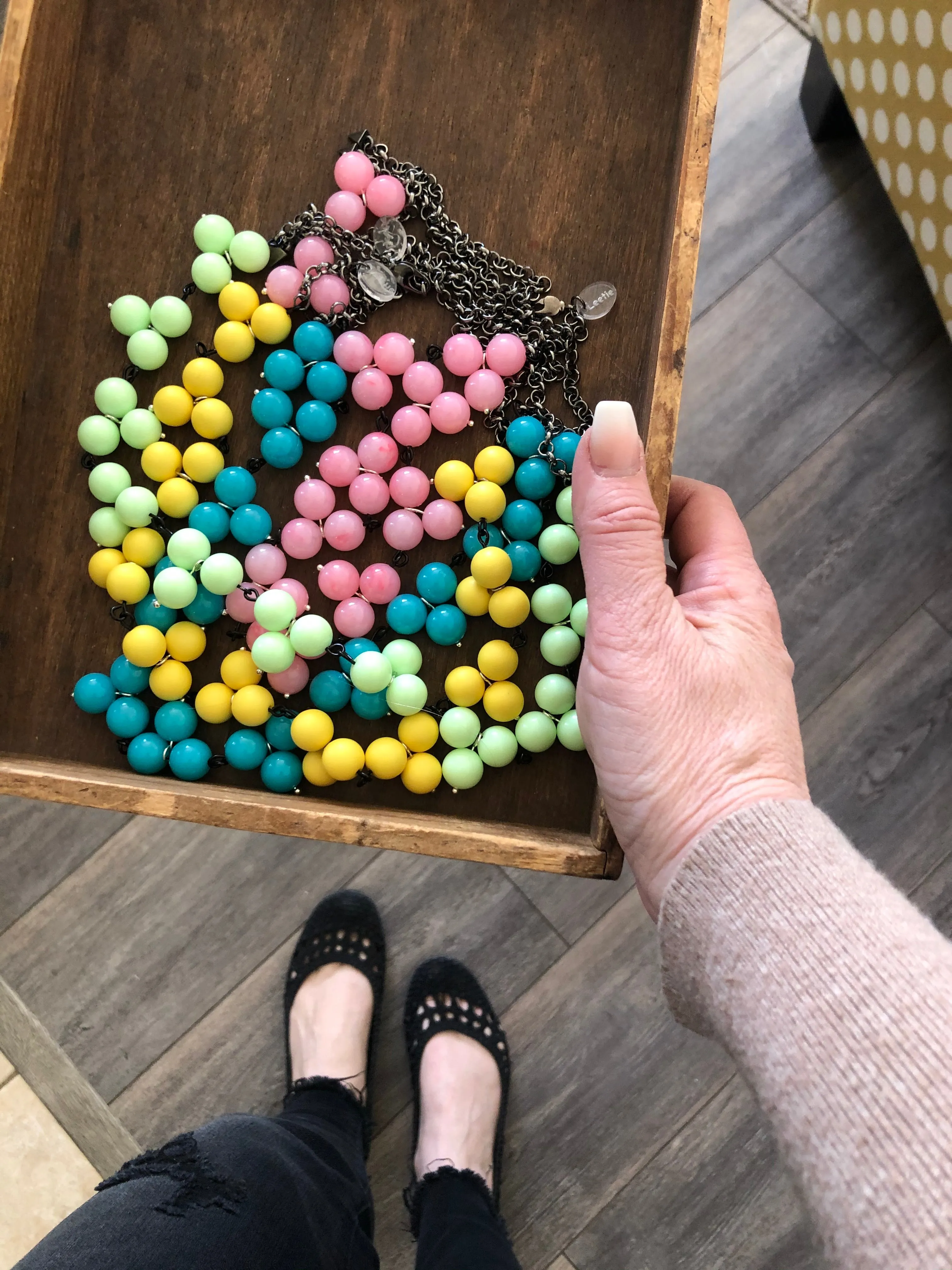 Turquoise Blue Green Tricot Necklace