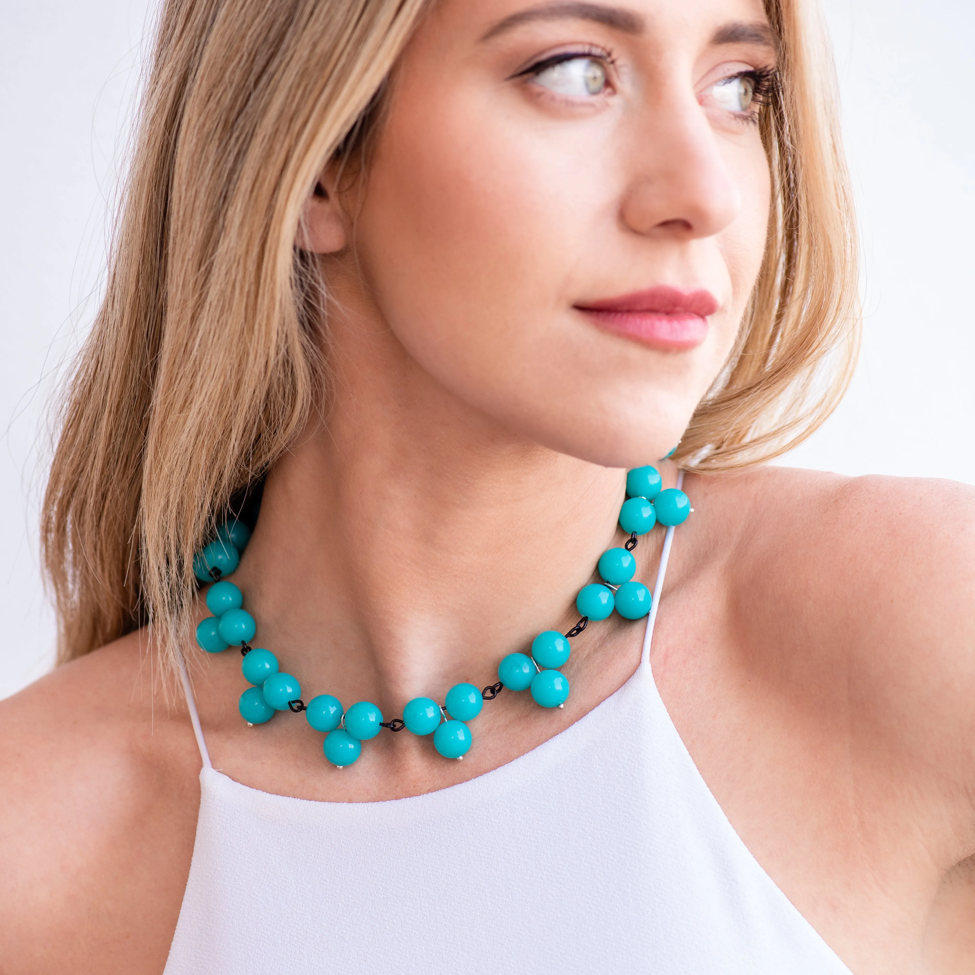 Turquoise Blue Green Tricot Necklace