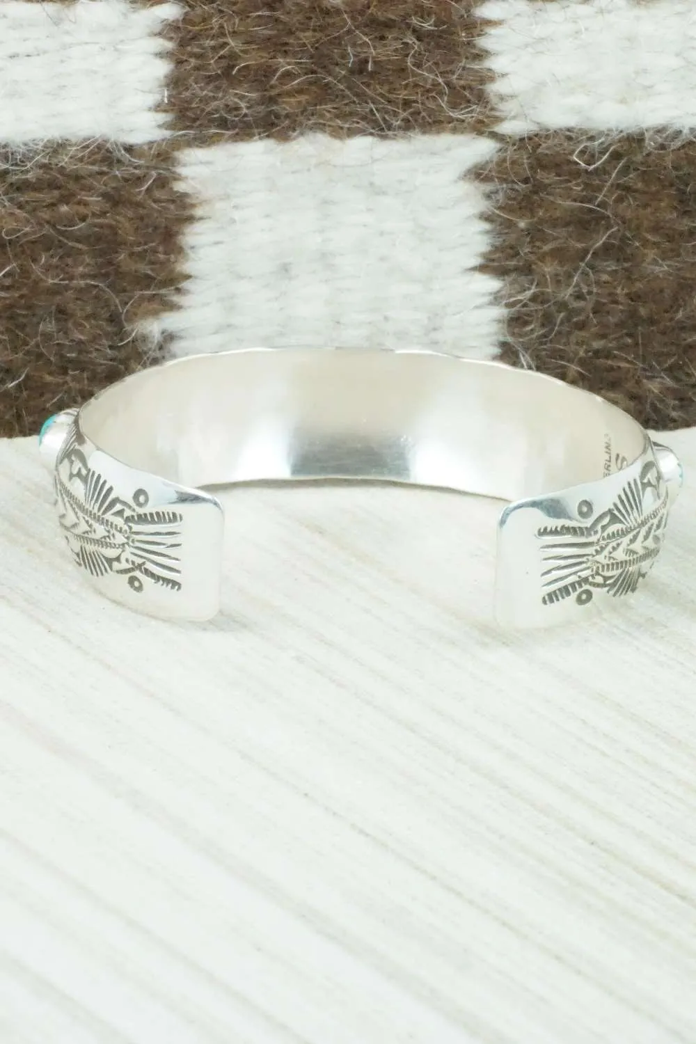 Turquoise, Coral & Sterling Silver Bracelet - Glenn Sandoval
