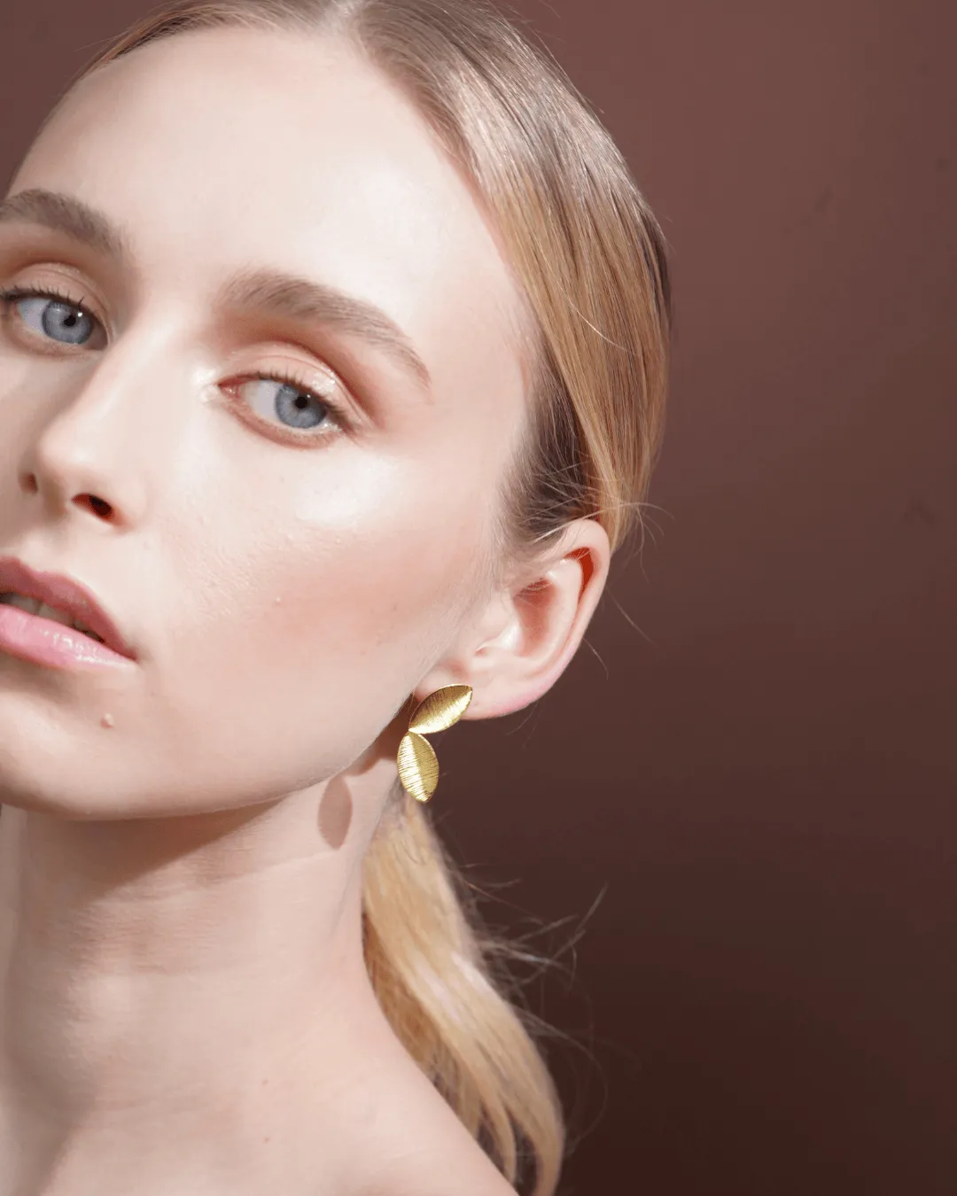 Two Silver Tiny Leaf Earrings