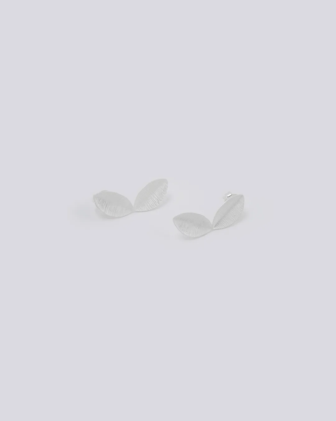 Two Silver Tiny Leaf Earrings