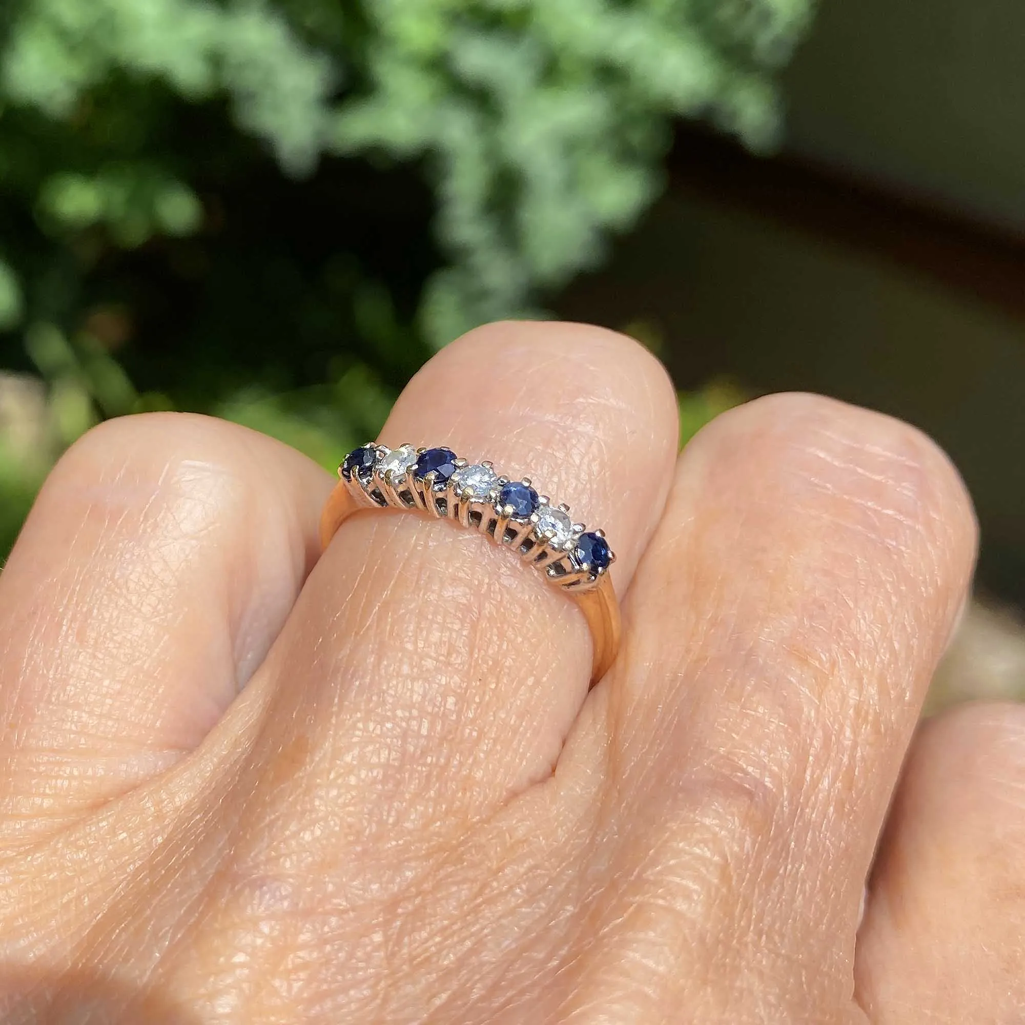 Vintage Sapphire Diamond Half Eternity Ring Band