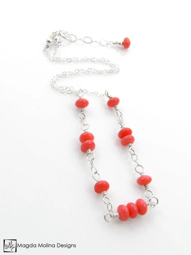 WHOLESALE - Mini Goddess (children) Simple Pink Coral Necklace